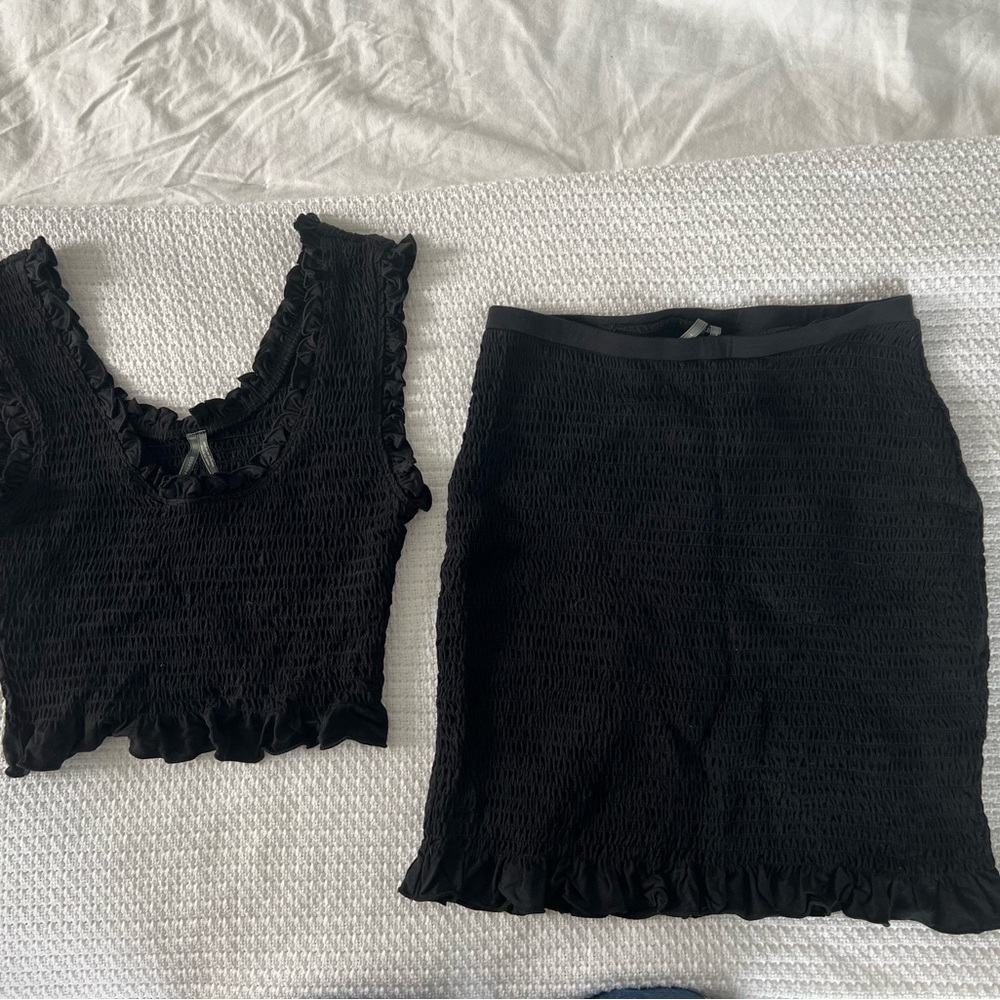 Anthropologie Black Skirt Set